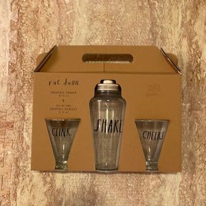 Rae Dunn cocktail shaker and glass set